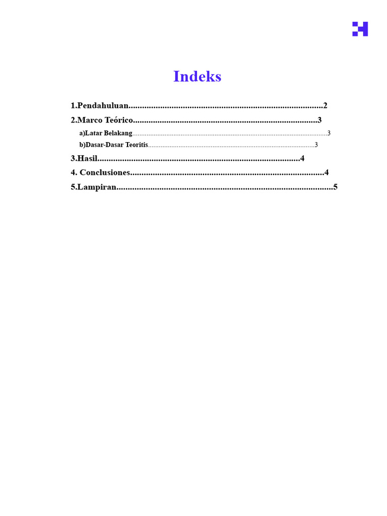 Template Indeks Di Word | PDF