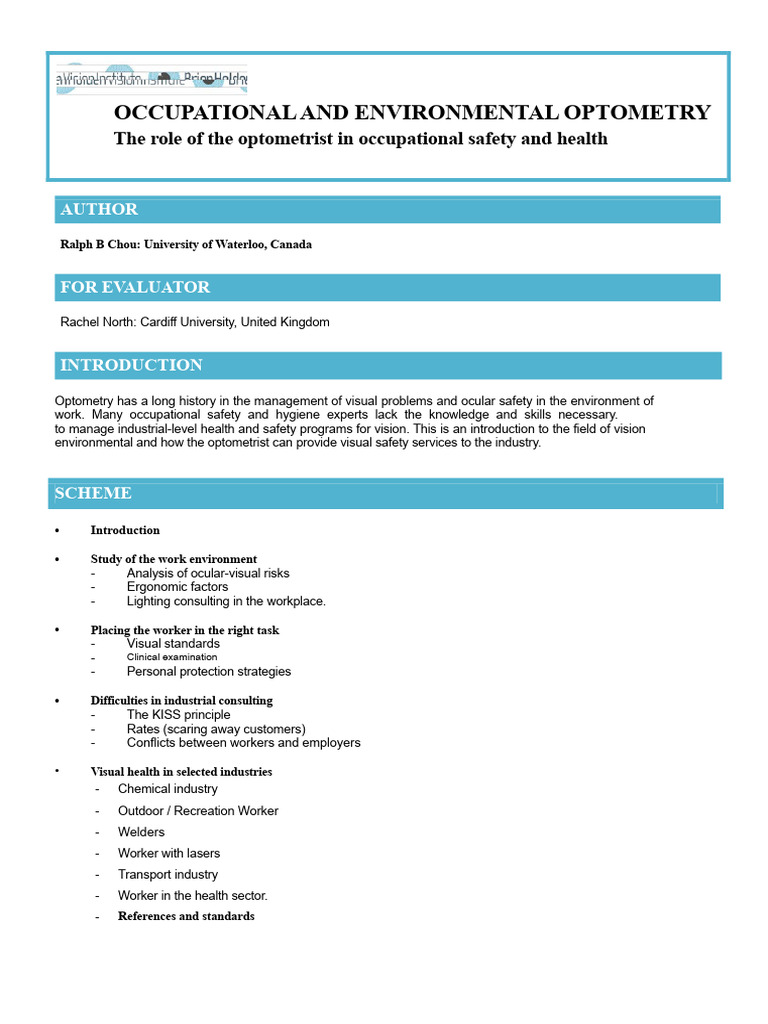 Occupational Vision Safety in Industry | PDF | Electromagnetic ...