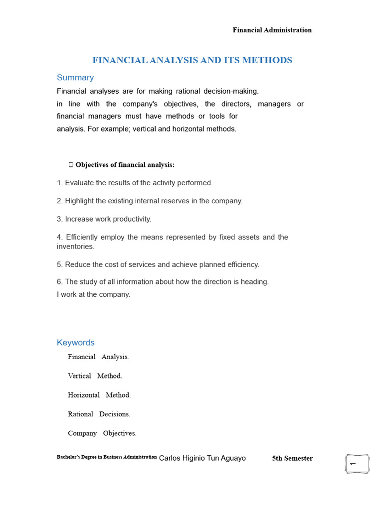Financial Analysis Methods Explained | PDF | Expense | Accounting