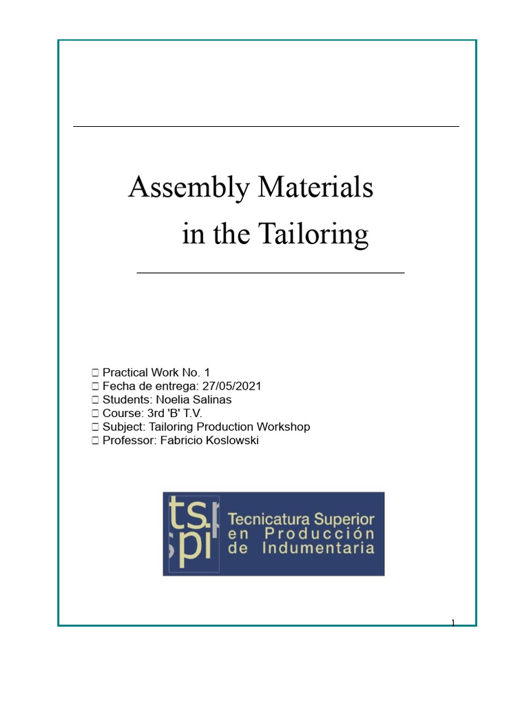 Assembly Materials in Tailoring | PDF | Textiles | Knitting