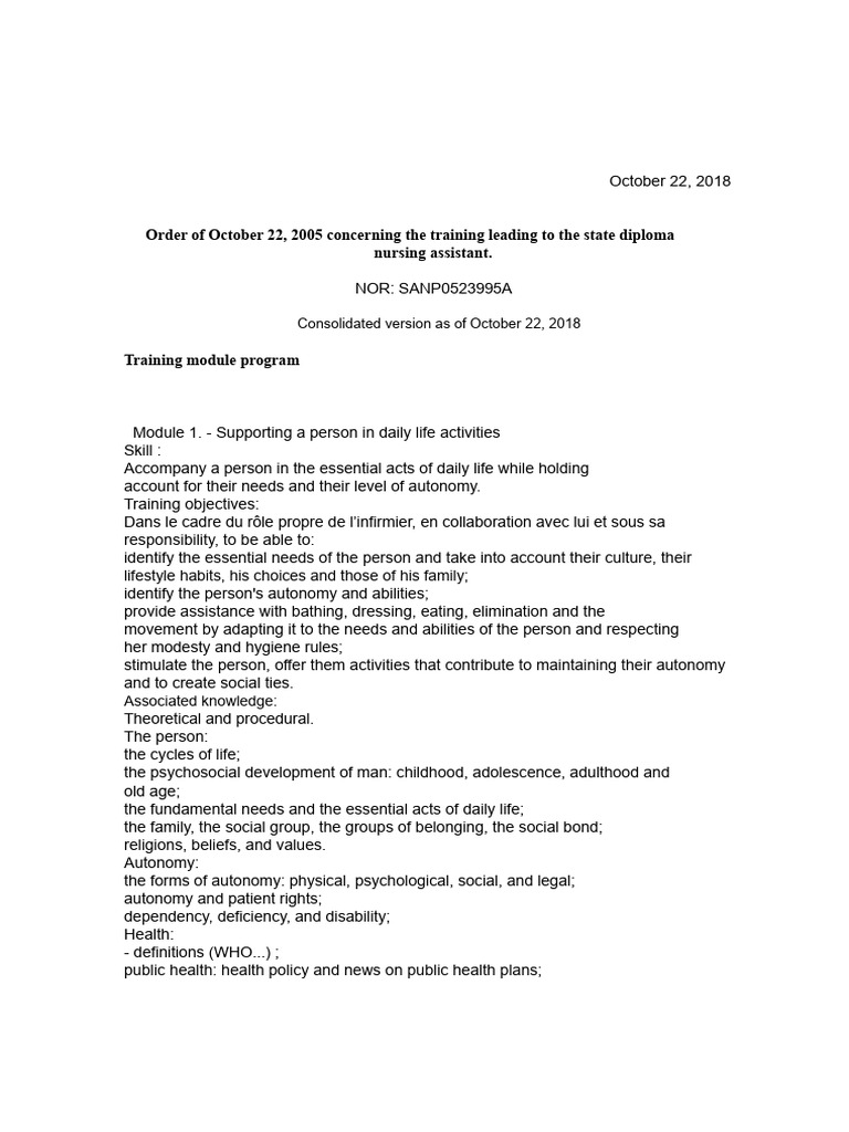8 training modules for nursing assistants | PDF | Educational ...