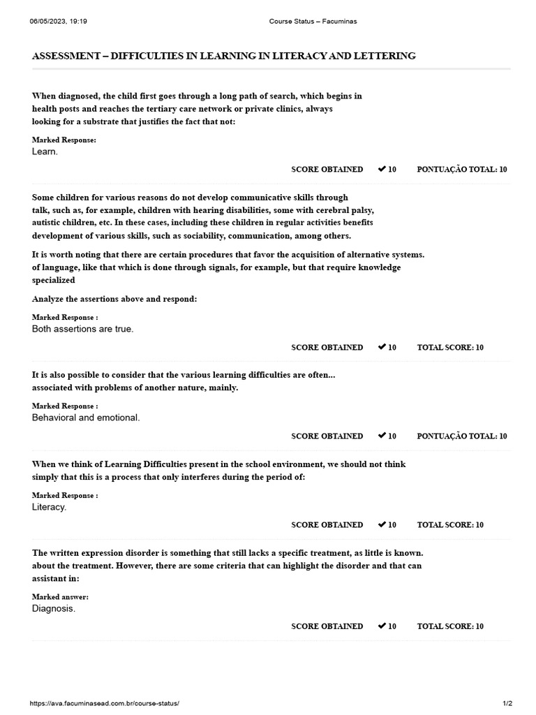 Learning Difficulties in Literacy Assessment | PDF | Learning ...