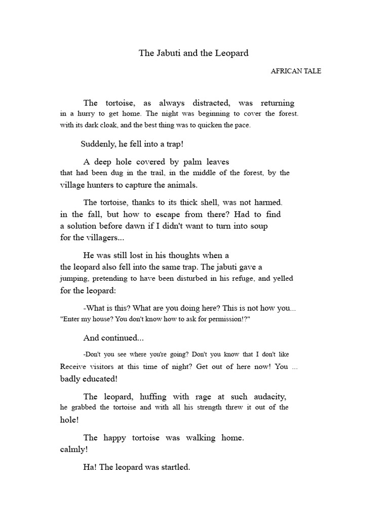 The Tortoise and the Leopard Tale | PDF