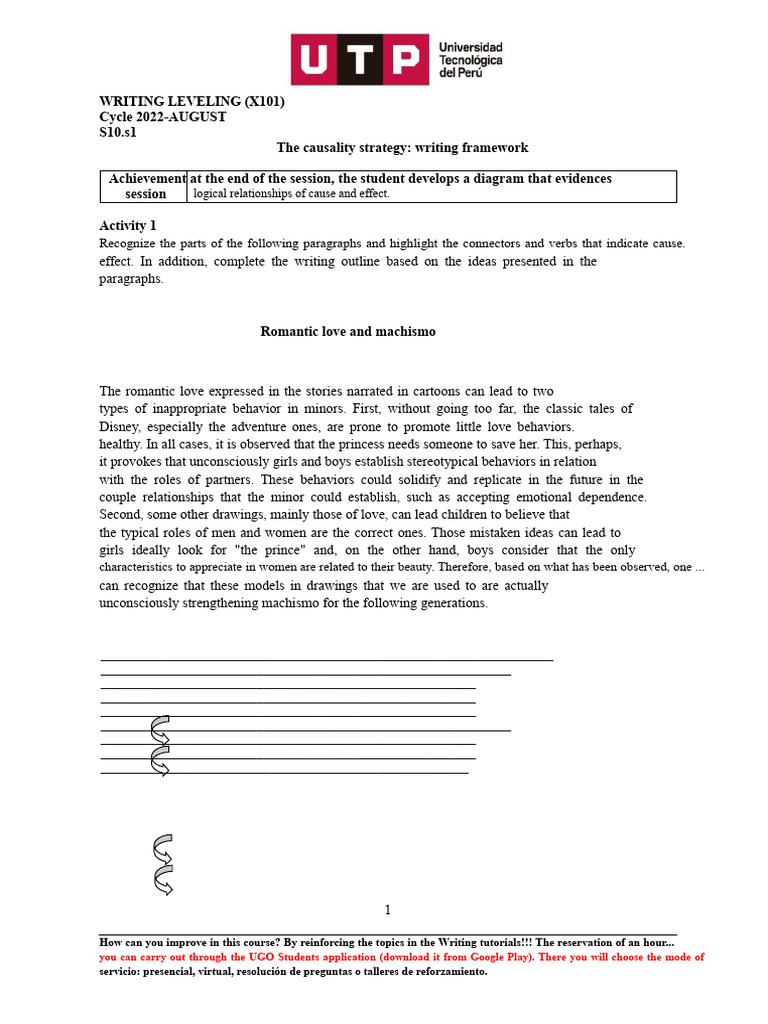 S10.s1 - The Strategy of Causality. Writing Scheme (Activity Material ...