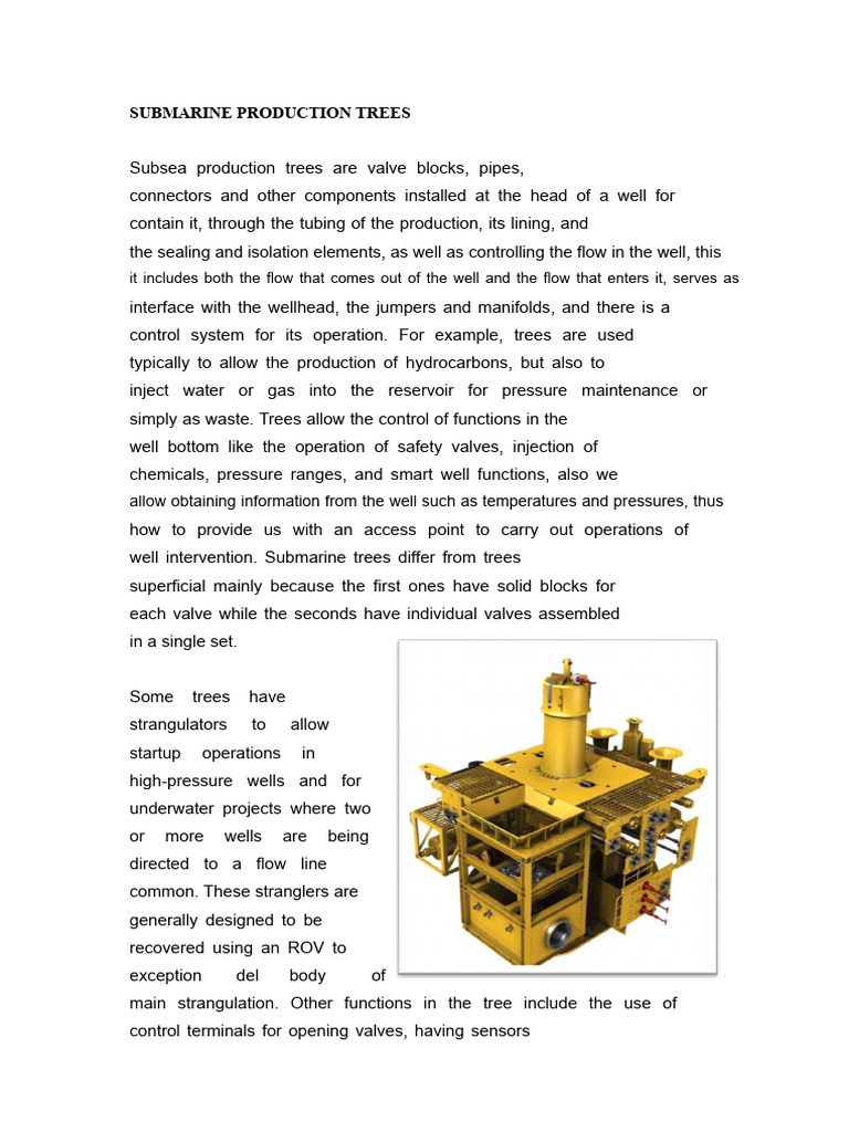 Submarine Production Trees Overview | PDF | Valve | Pipe (Fluid Conveyance)