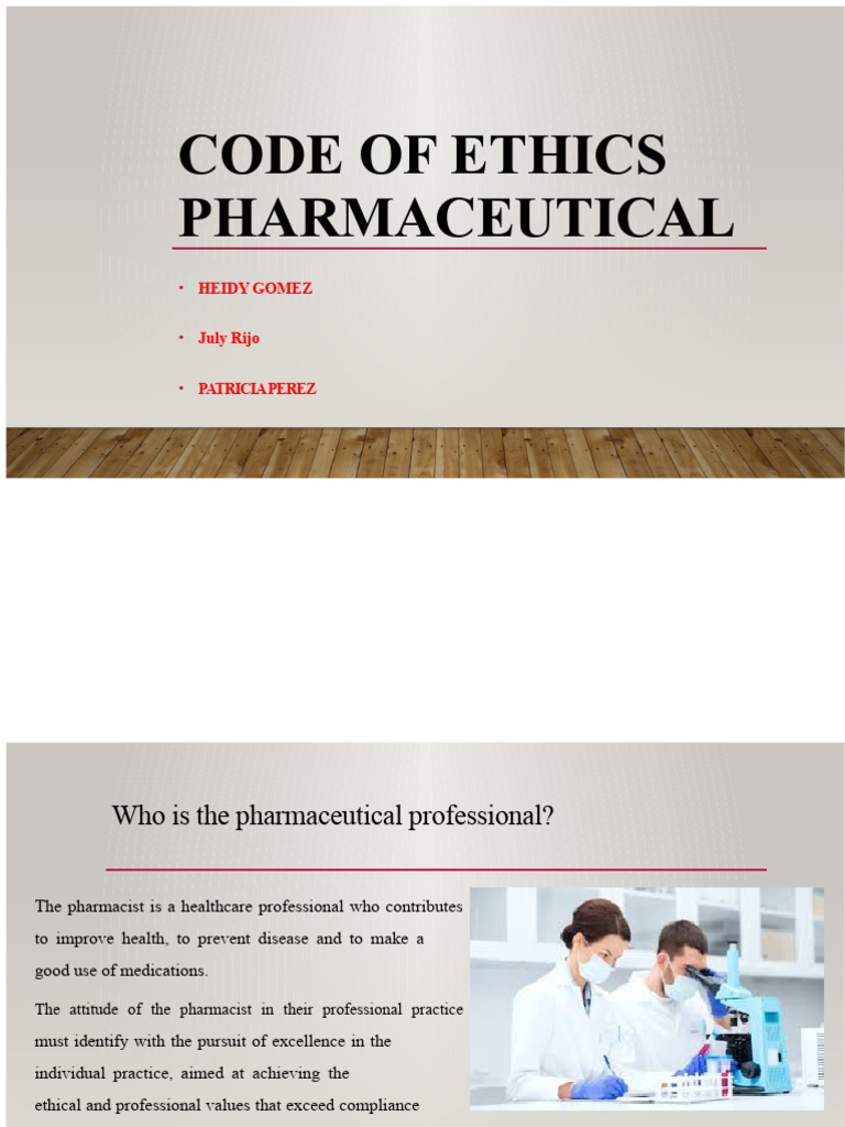 Pharmaceutical Code of Ethics | PDF | Pharmacy | Pharmacist