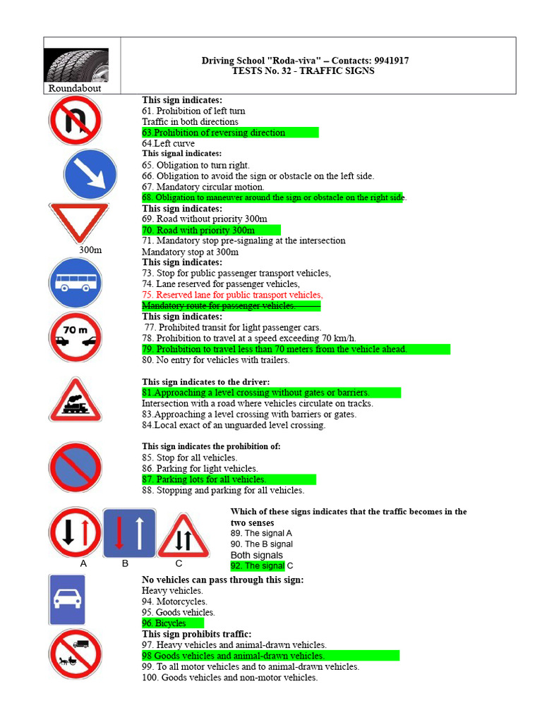 Traffic Signs Guide for Drivers | PDF | Traffic | Intersection (Road)