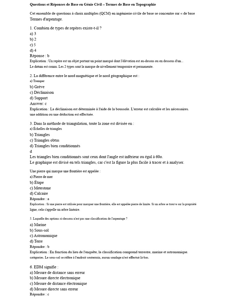 Questions Et Réponses Civiles - Enquête PDF | PDF | Boussole | Télescope