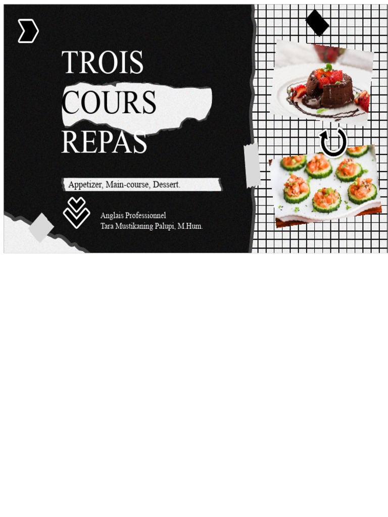 Guide du repas en trois plats | PDF | Repas | Desserts