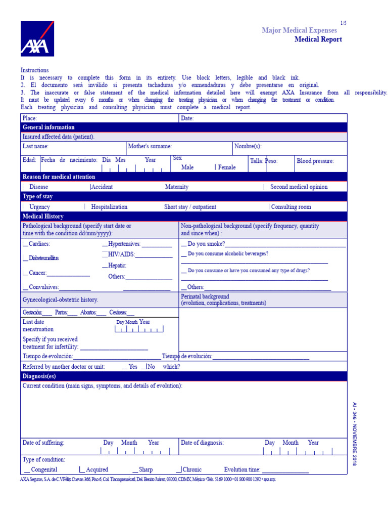Major Medical Expenses Report Form | PDF | Medical Diagnosis | Medicine