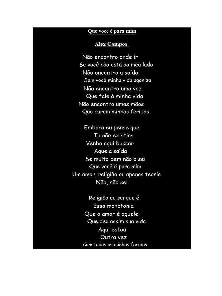 Letras de Canções de Alex Campos | PDF | Amor | Tempo