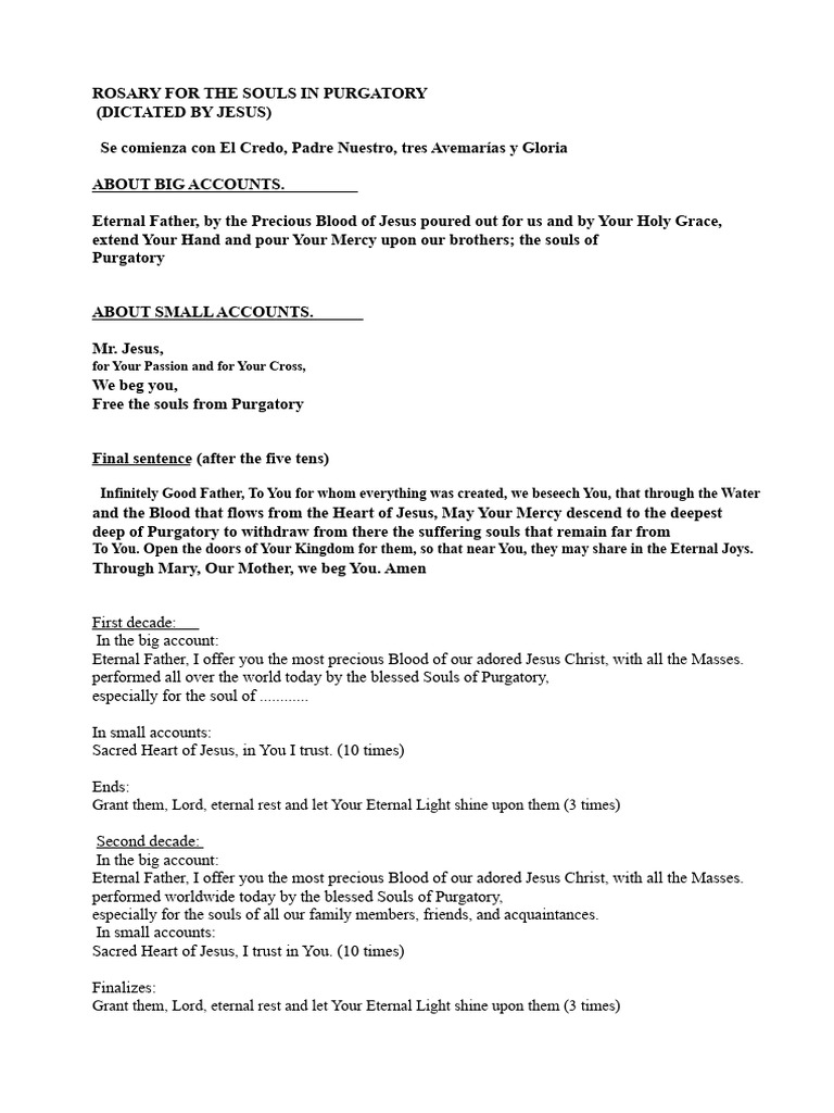 Rosary For The Souls in Purgatory | PDF | Rosary | Purgatory
