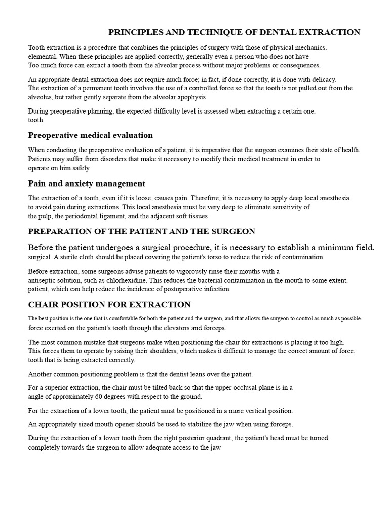 Dental Extraction Techniques Explained | PDF | Human Tooth | Medical ...