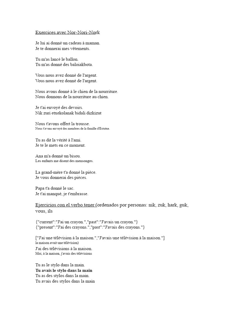 Exercices de conjugaison en français et basque | PDF
