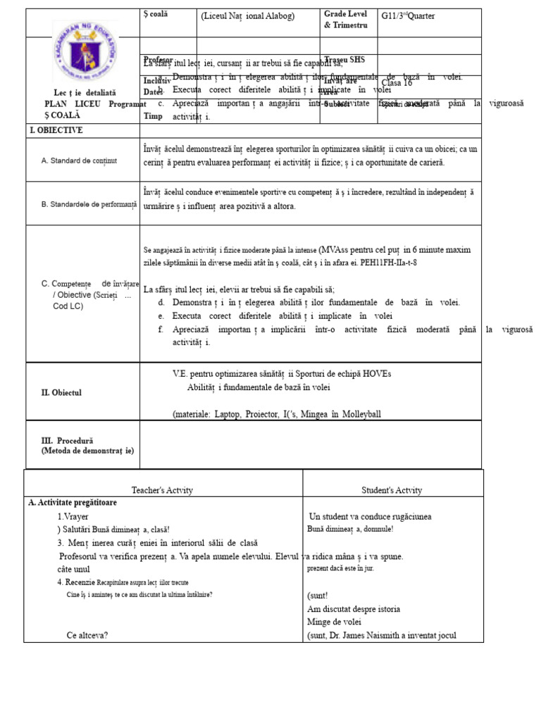 PLAN DETALIAT DE LECTIE SHS HOPE 11 Pentru Demo | PDF