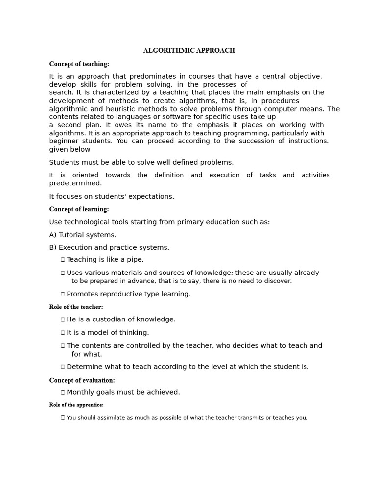 Teaching Algorithms for Problem Solving | PDF