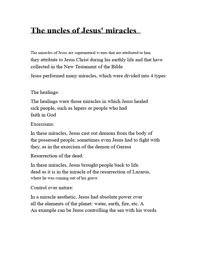 Types of Jesus' Miracles Explained | PDF