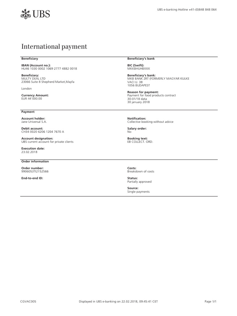 UBS Payment | PDF