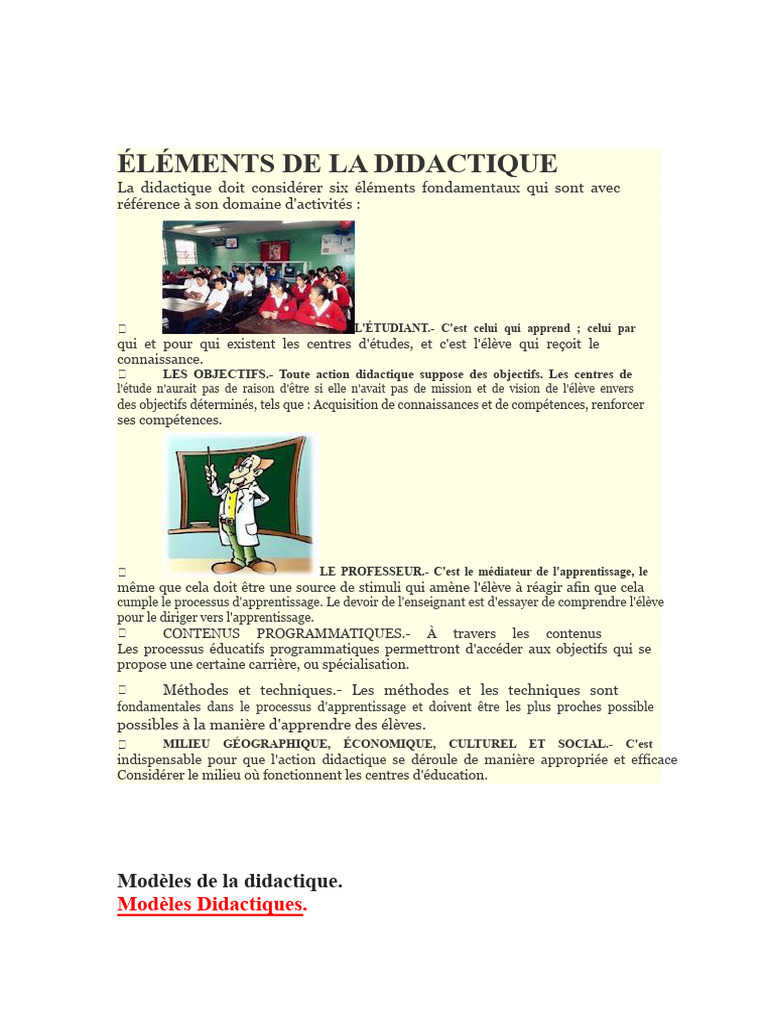 Éléments fondamentaux de la didactique | PDF | Apprentissage | Enseignement