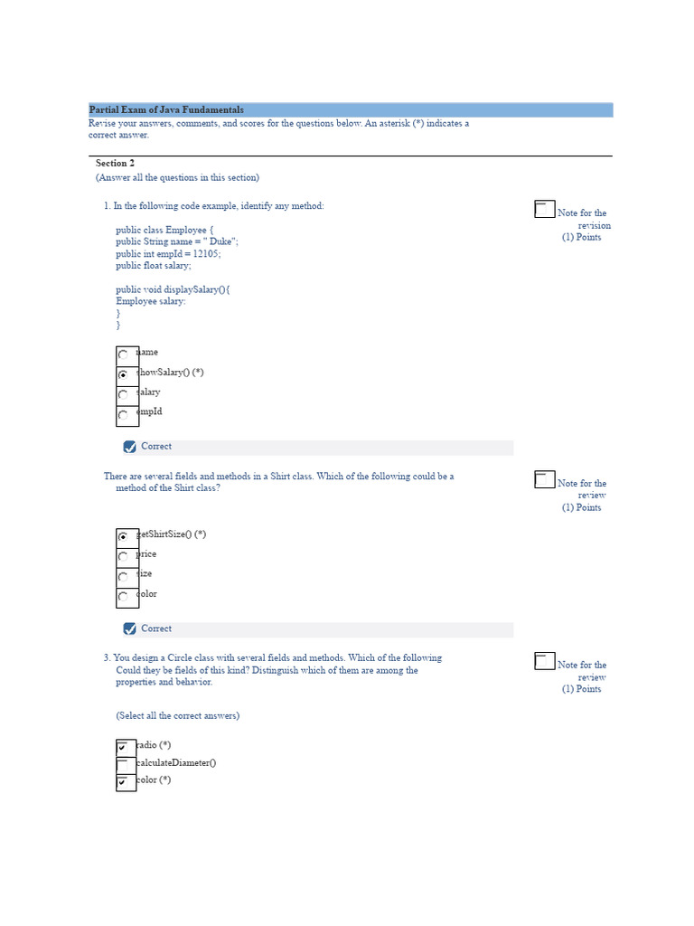 intermediate Java exam answers | PDF | Computing | Programming Paradigms