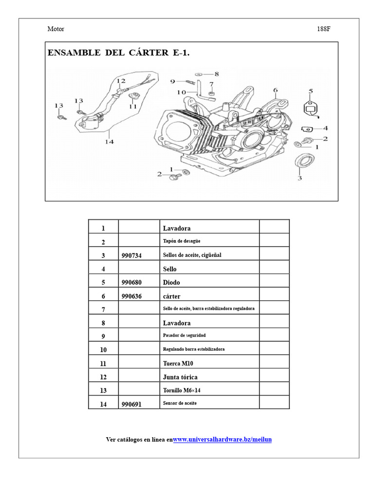 Ensamble y Componentes Motor 188F | PDF | Carburador | Pistón