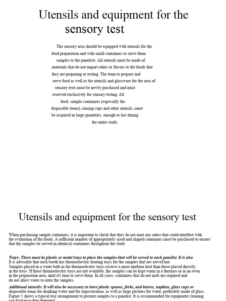 Sensory Test Utensils and Equipment Guide | PDF