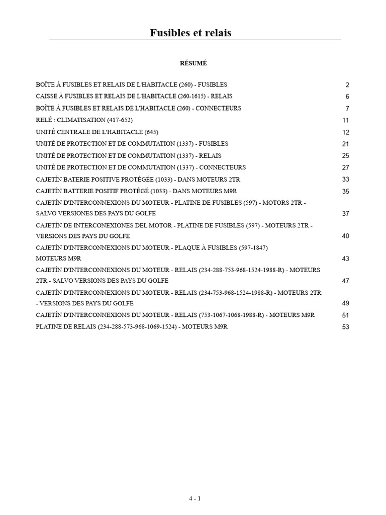 Guide des Fusibles et Relais de Véhicule | PDF | Injection (moteur ...
