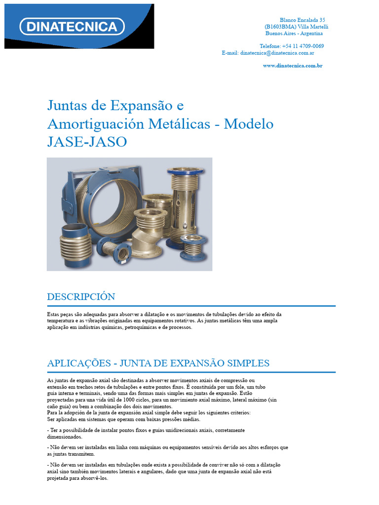 Juntas de Expansão Metálicas: Modelos e Aplicações | PDF | Oscilação ...