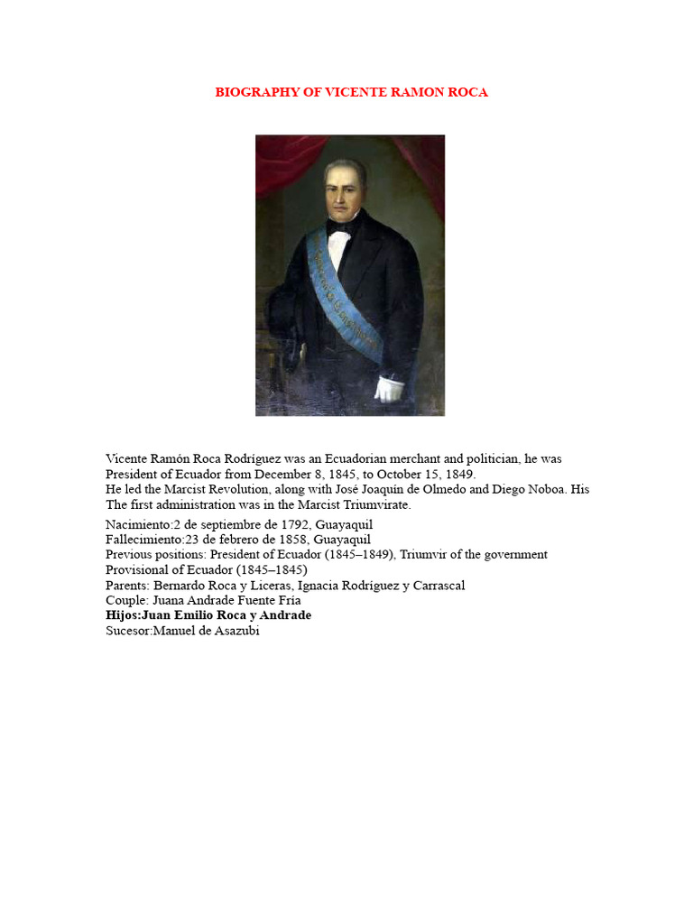 BIOGRAPHY OF VICENTE RAMON ROCA | PDF