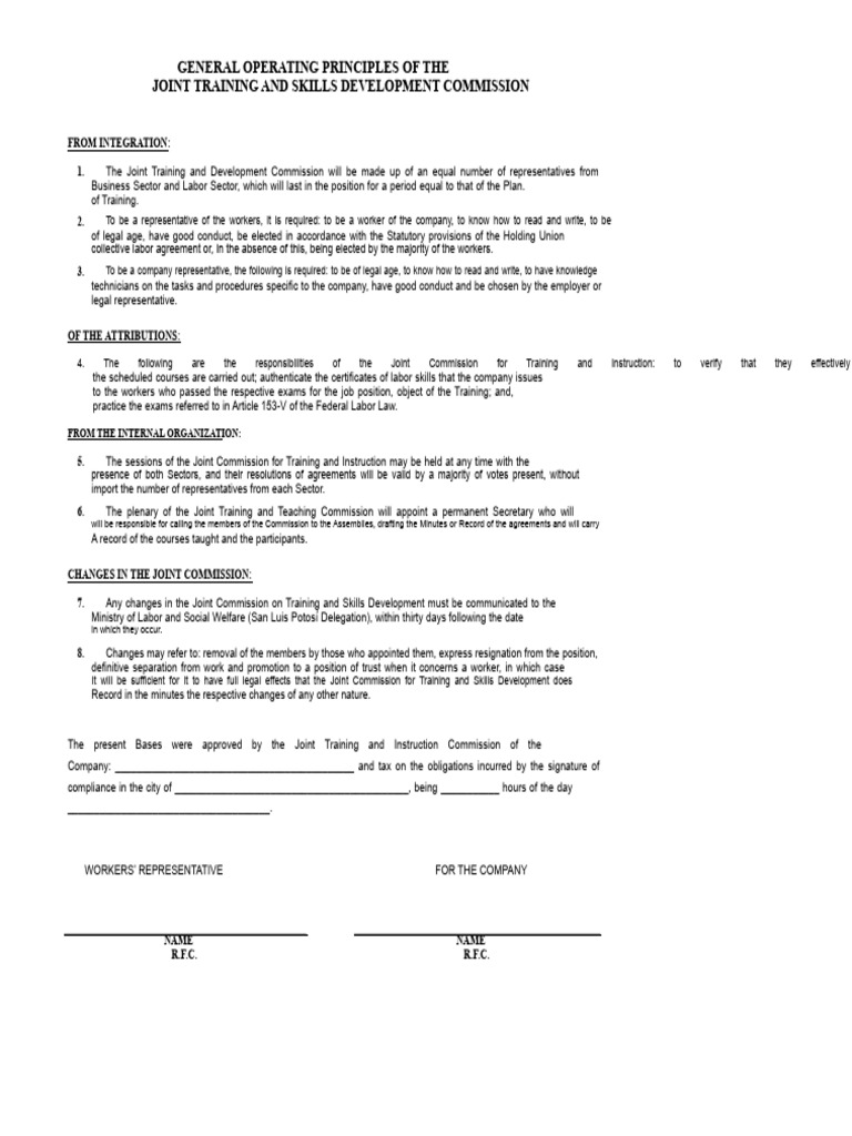 Joint Training Commission Operating Principles | PDF | Procedural Knowledge