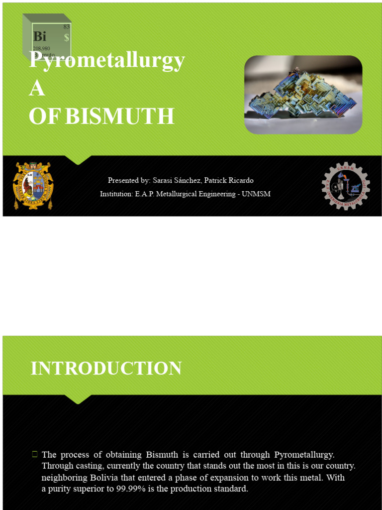Pyrometallurgy of Bismuth: Process & Uses | PDF | Lead | Metals