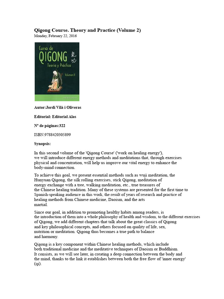 Qigong Theory and Practice Volume 2 | PDF | Qigong | Qi