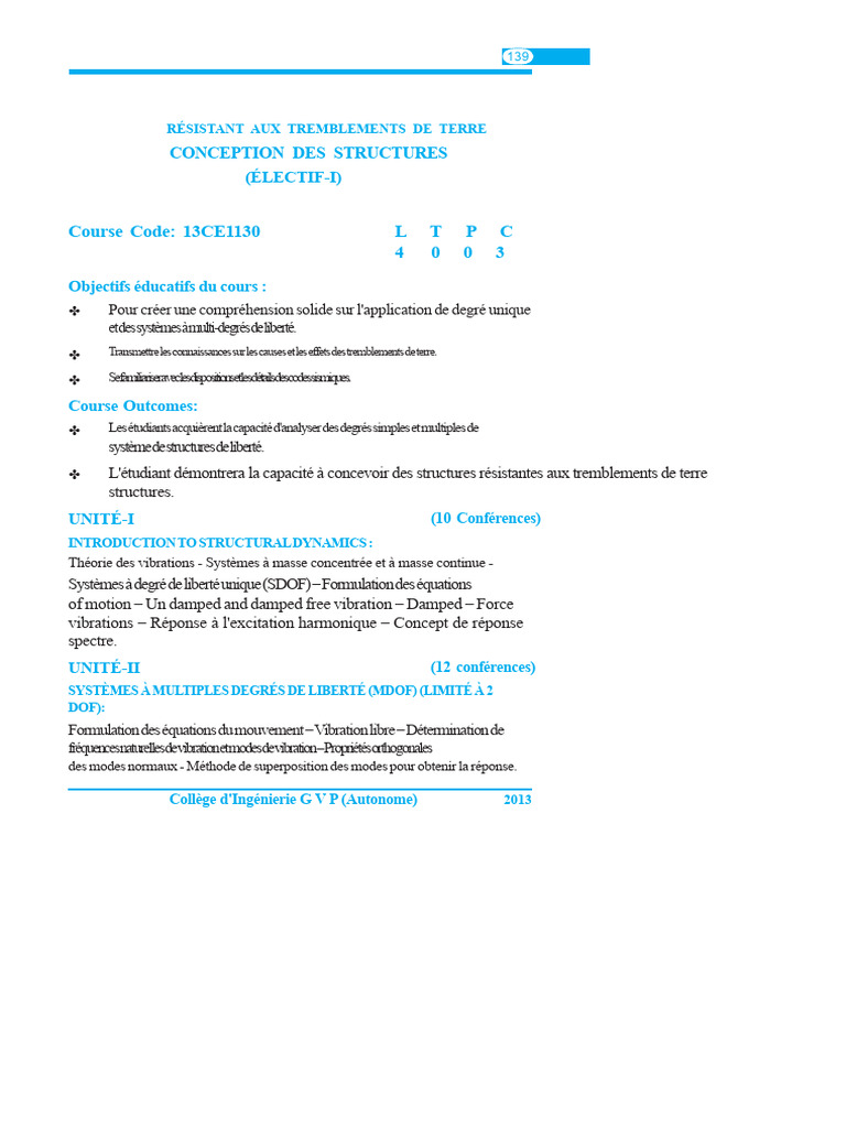 Conception de structures anti-sismiques | PDF | Tremblements de terre ...