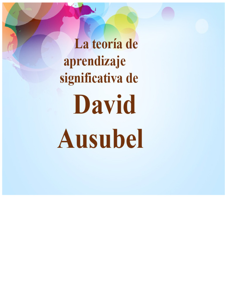 Teoría del Aprendizaje Significativo de Ausubel | PDF | Aprendizaje ...