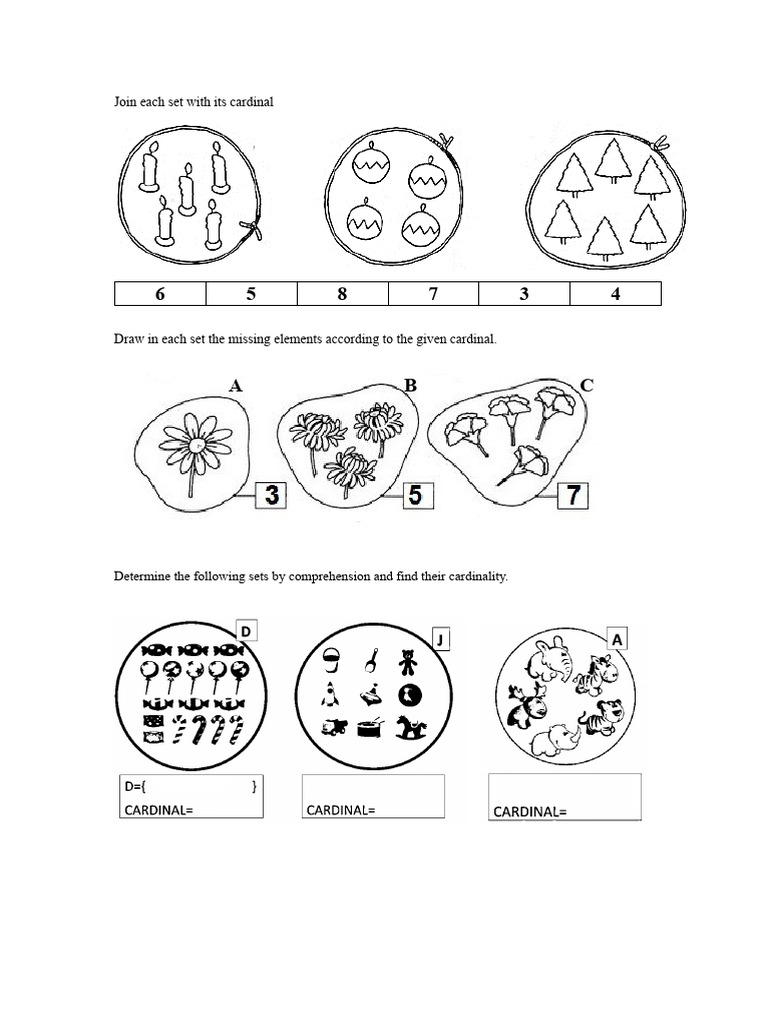 Set Cardinality Worksheet | PDF