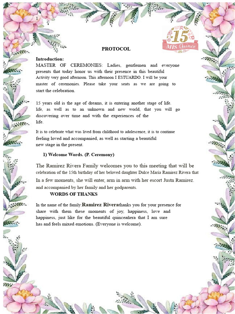 Quinceañera Celebration Protocol Guide | PDF