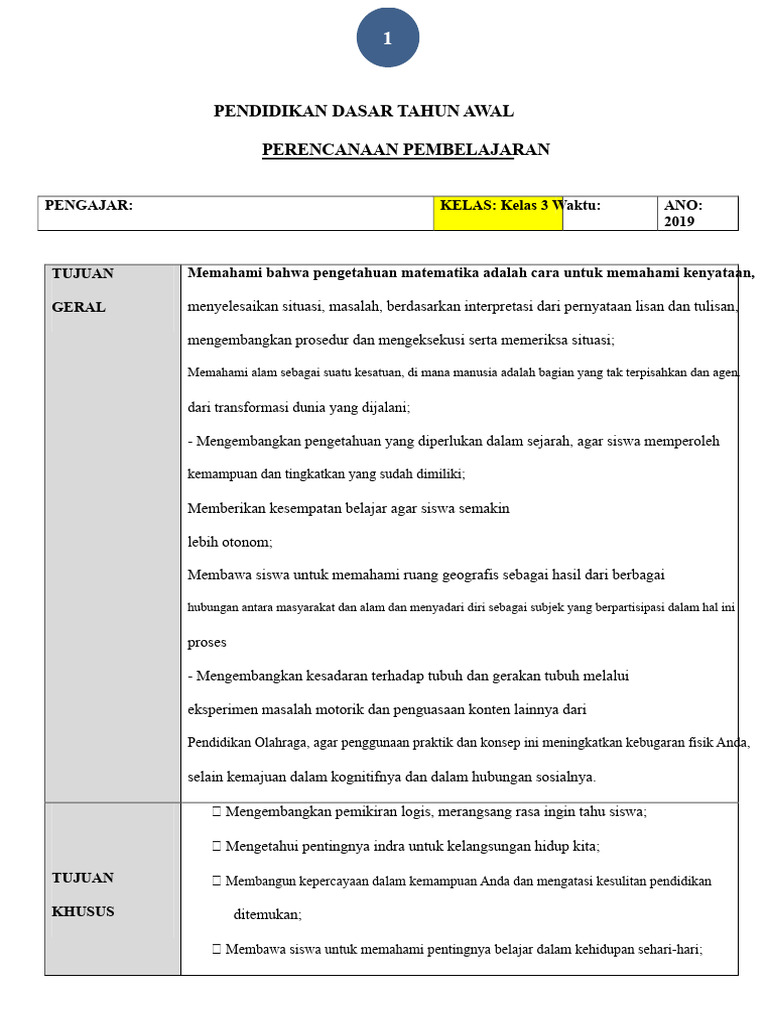 Rencana Pembelajaran Kelas 3 Matematika dan Seni | PDF
