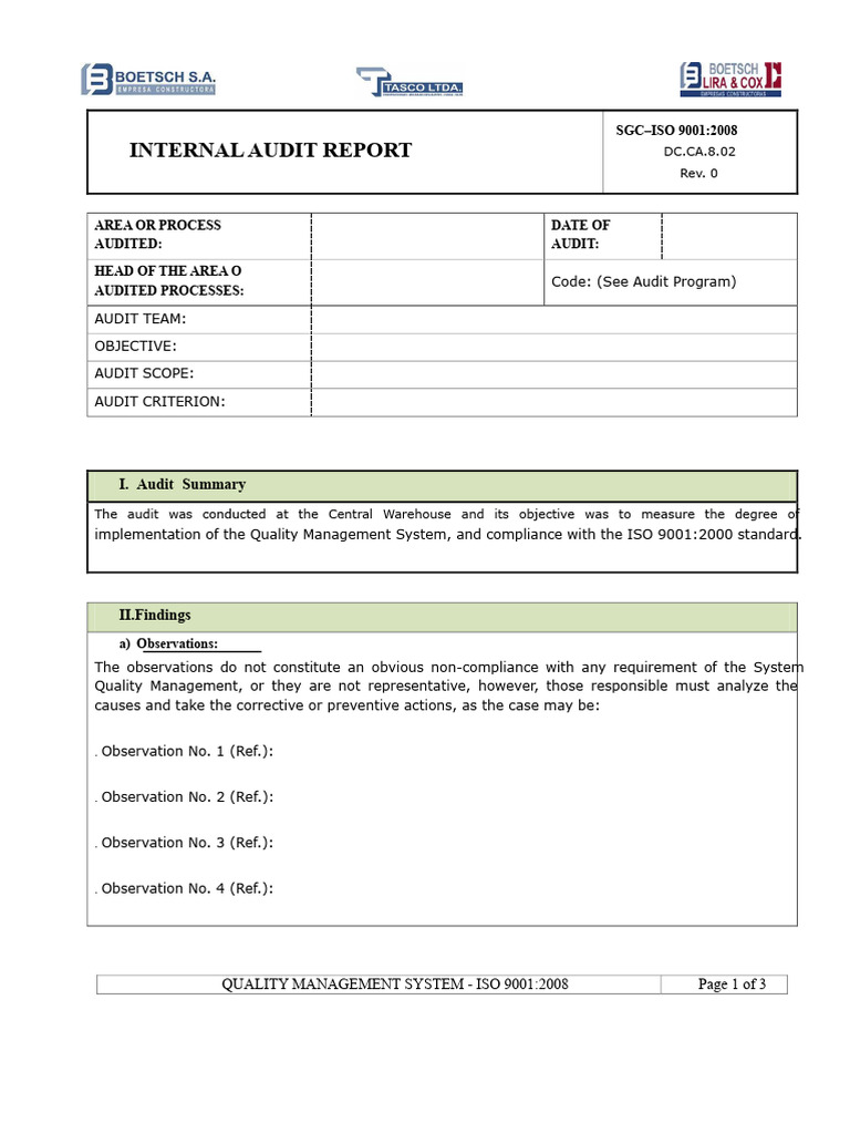 DC - Ca.8.02-0 Audit Report Type | PDF | Audit | Internal Audit