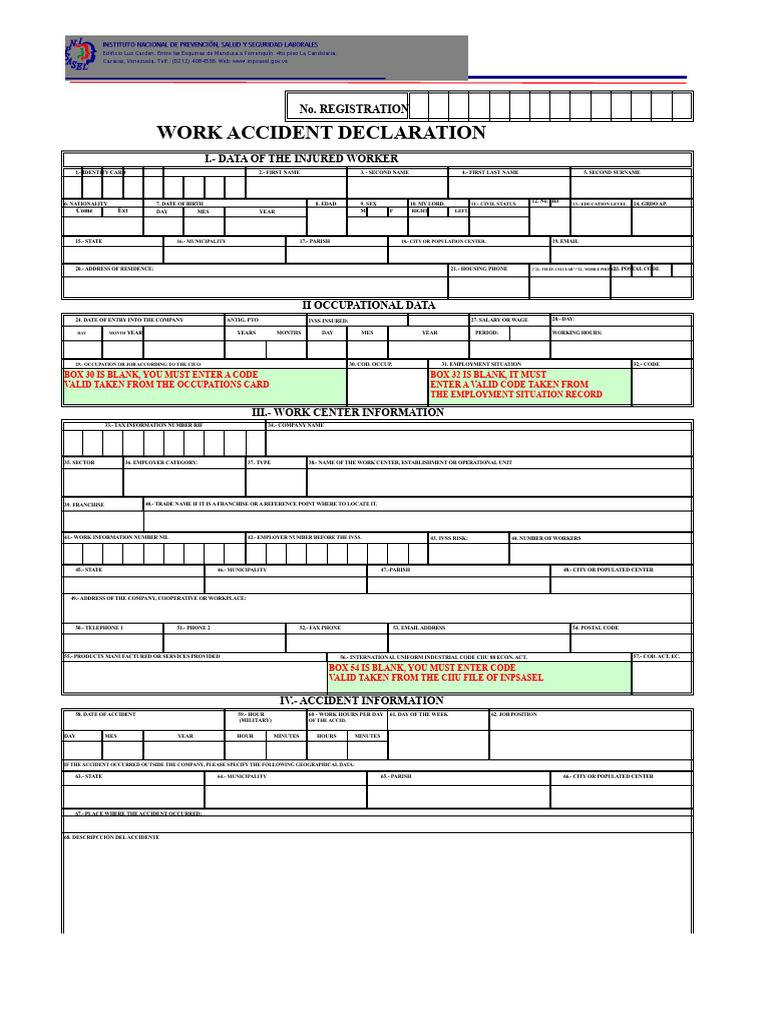 Work Accident Declaration Form | PDF | Employment | Burn
