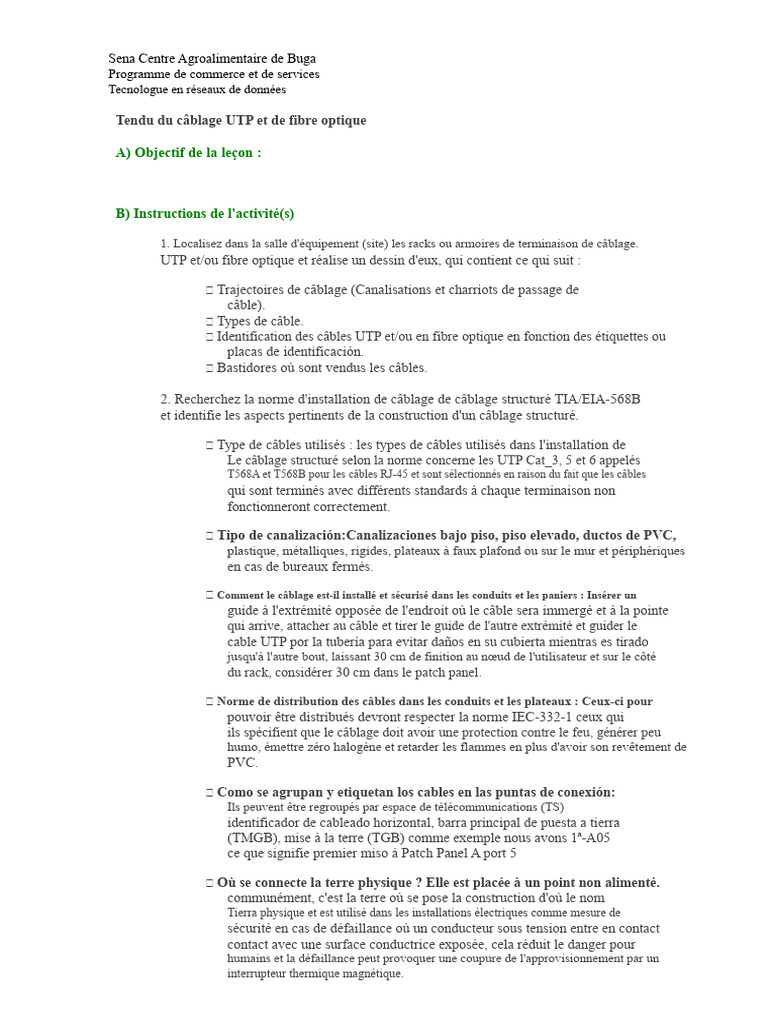 Câblage UTP et Fibre Optique : Guide Pratique | PDF | Câble coaxial ...