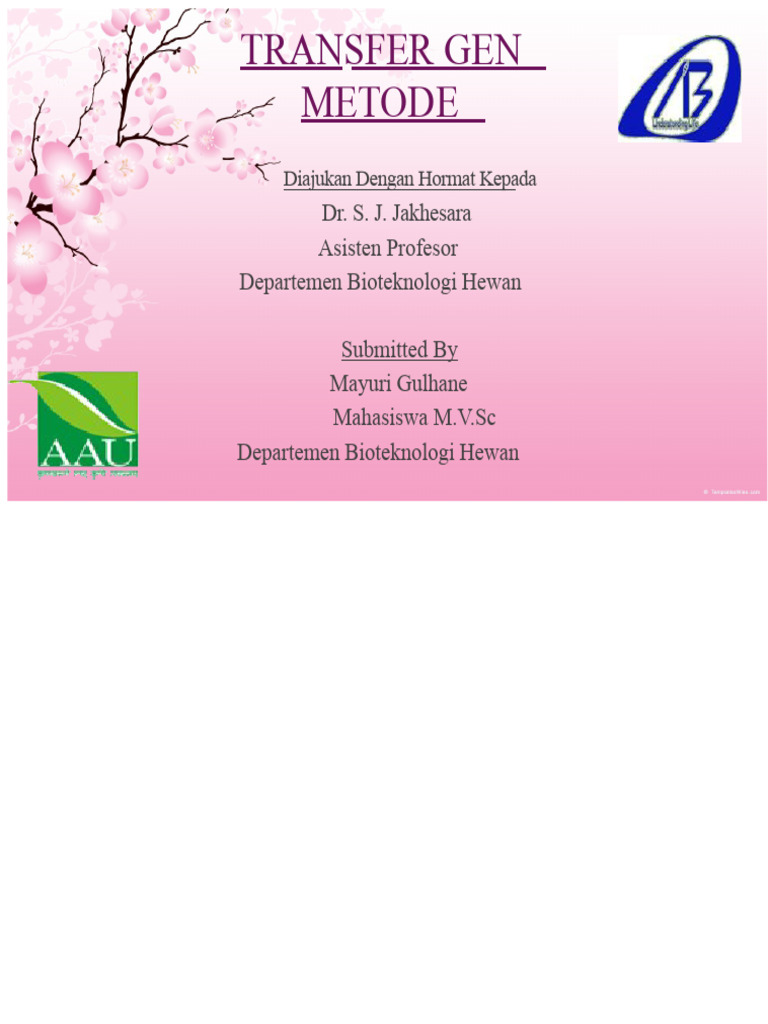 Metode Transfer Gen pada Hewan dan Tanaman | PDF