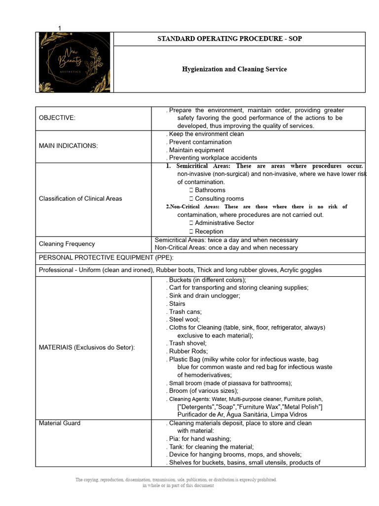 Hygienization SOP for Cleaning Services | PDF | Personal Protective ...
