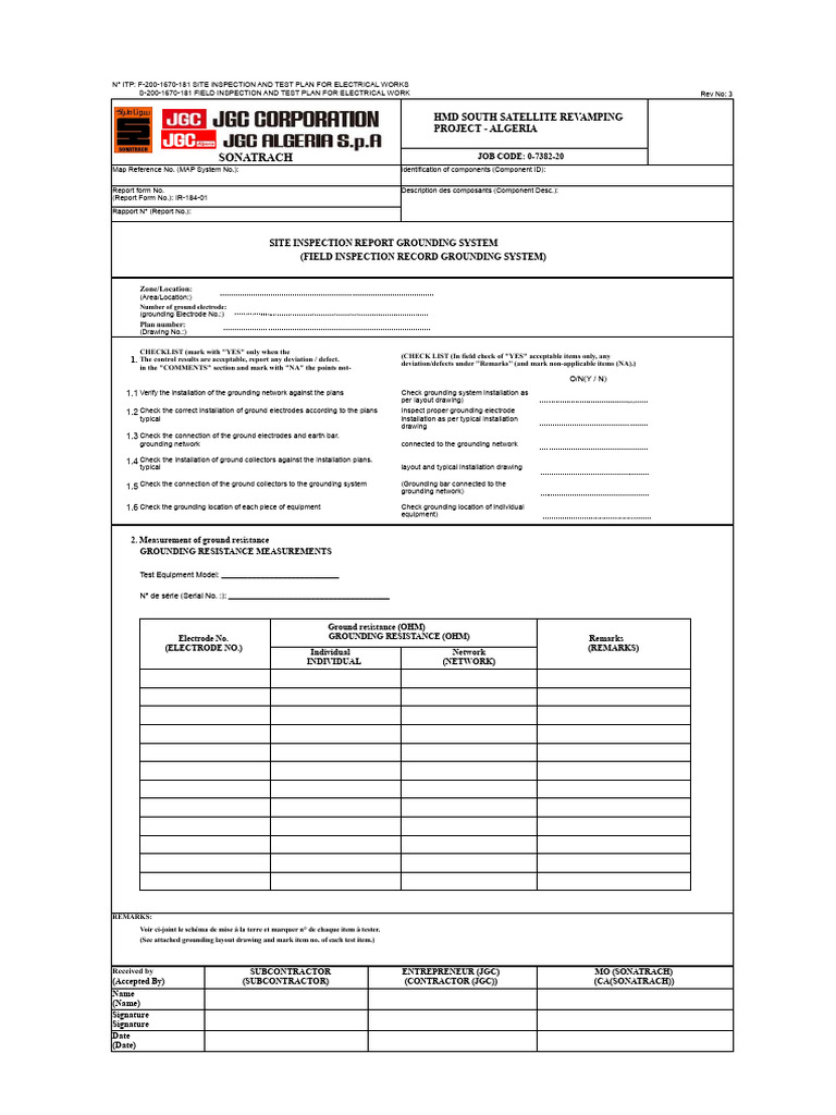 Electrical Works Inspection Plan - Algeria | PDF | Electricity ...