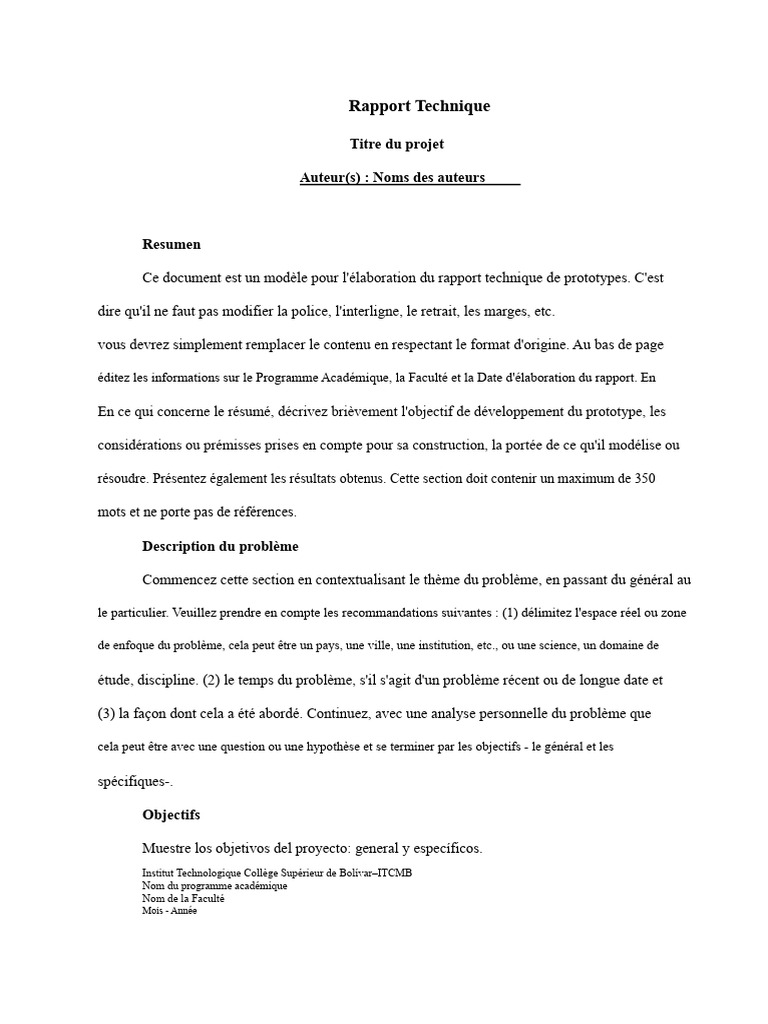 Modèle de Rapport Technique Prototypes | PDF | Prototype