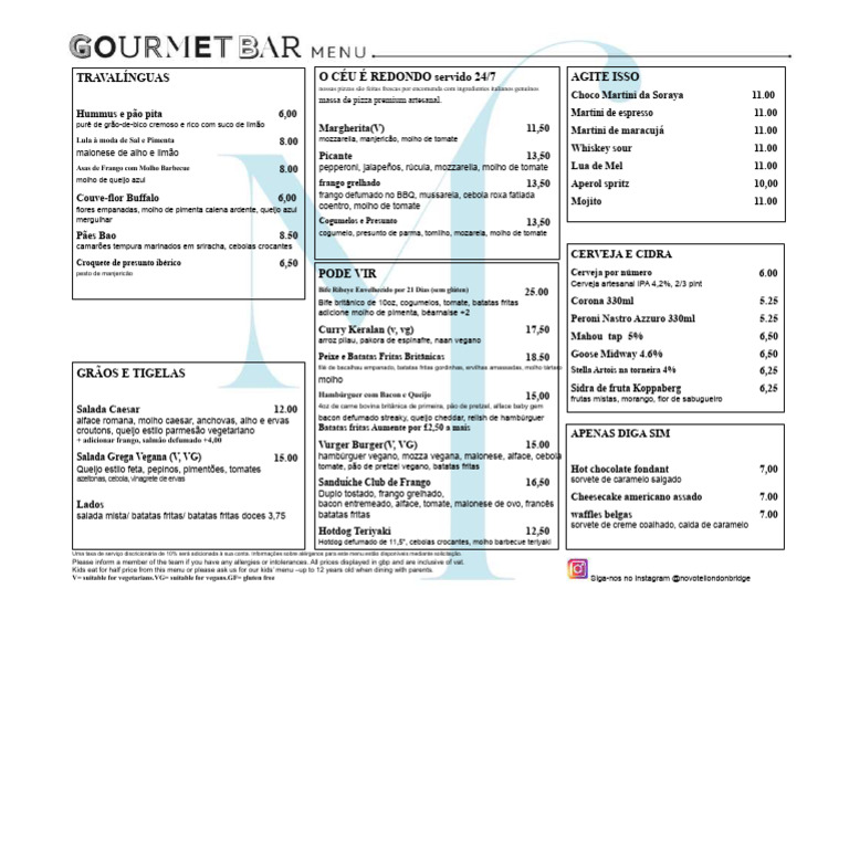 Novotel - Menu de Comidas | PDF | Hambúrgueres | Culináriar