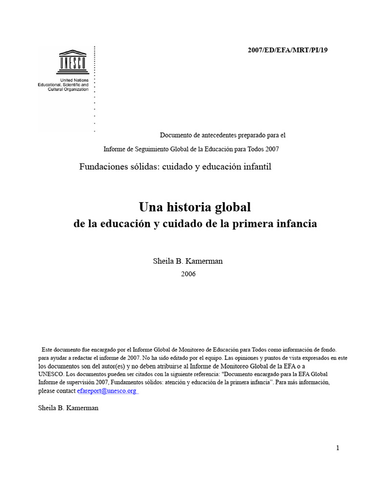 Una Historia Global Del Cuidado y La Educación en La Primera Infancia ...