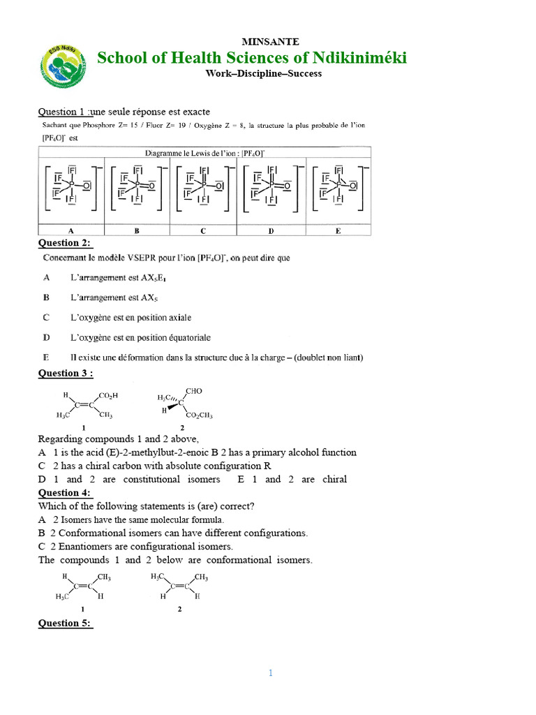 Organic Chemistry Exam Questions and Concepts | PDF | Isomer | Molecules