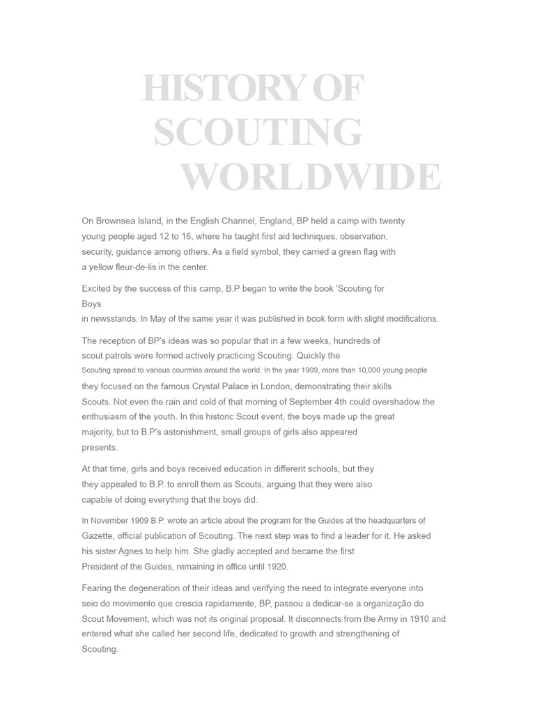 Global History of Scouting Movement | PDF | Scouting | Youth Movements