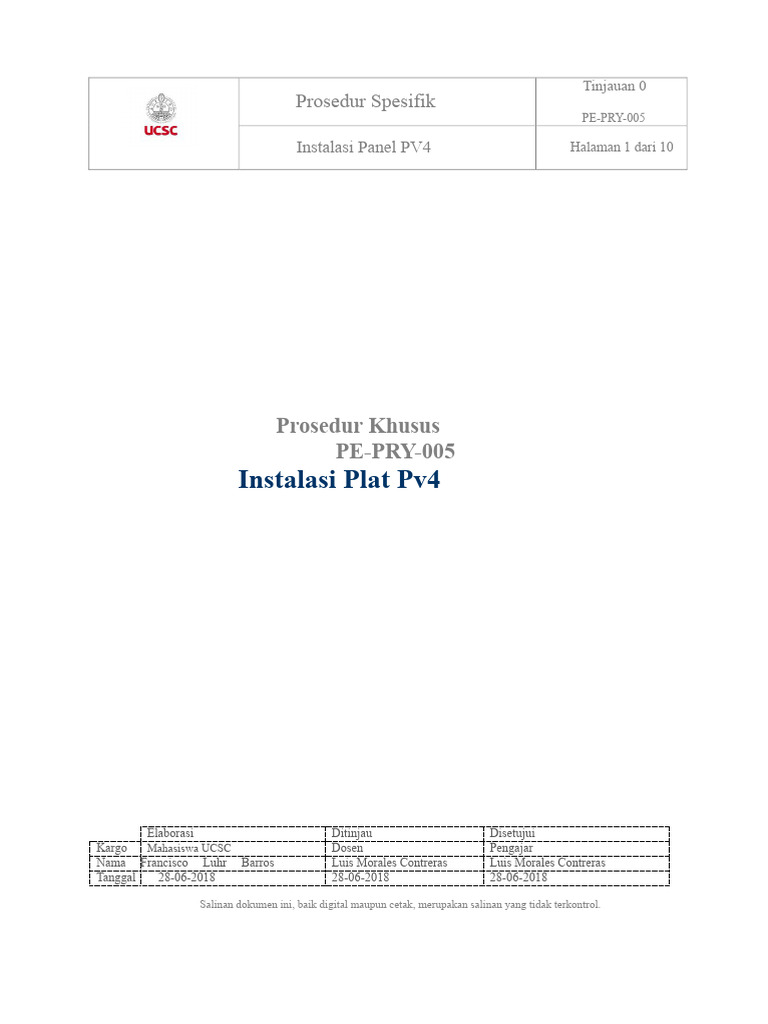 Prosedur Instalasi Panel PV4 | PDF