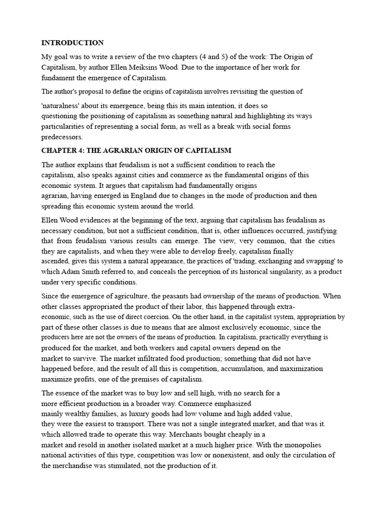 Agrarian Roots of Capitalism Explained | PDF | Capitalism | Market ...